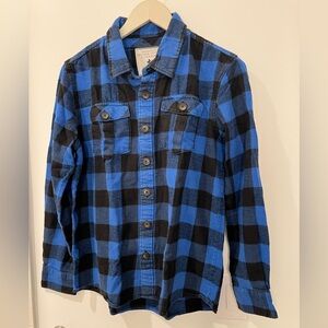 Blue and Black Plaid Button-Up Shirt size medium